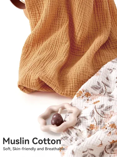 Miniatura 2 de TILLYOU Funda de muselina para cambiador de pañales para bebés, niñas y niños, de algodón suave y transpirable, 2 unidades (flor amarilla)