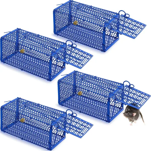 Miniatura 7 de Qualirey Trampa para Ratas Humanitaria de 4 Piezas, Trampa de Jaula para Ardillas Listadas y Ardillas, Trampa Plegable para Roedores para Animales