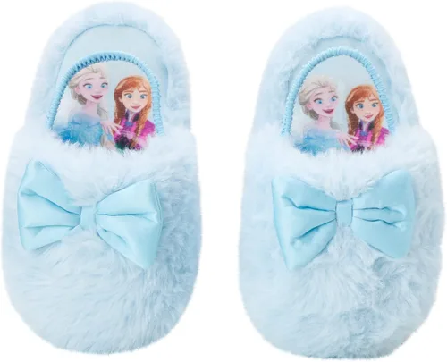 Disney Pantuflas para niñas Disney Princess and Frozen Fuzzy Pantuflas con correas de talón niñoniña pequeña