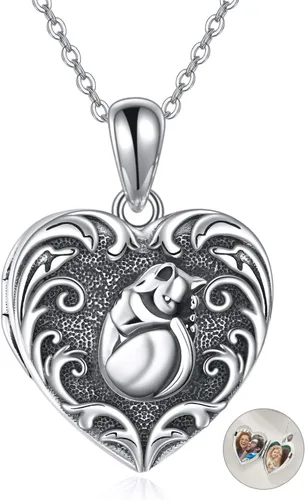 Miniatura 17 de ONEFINITY Collar con medallón de árbol de la vida, collar de plata de ley que sostiene fotos, colgante de medallón del árbol de la vida