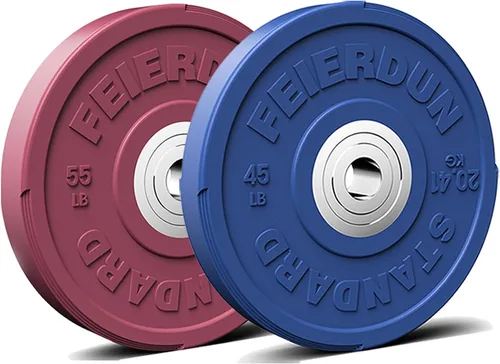 Miniatura 15 de FEIERDUN Disco de Peso Olímpico con Parachoques de Color de 2 Pulgadas para Entrenamiento de Fuerza - 100% Goma Virgen