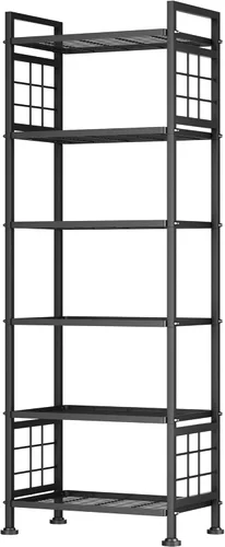 Miniatura 16 de GIOTORENT Estante de almacenamiento de pie de 6 hilos, estantería de metal, estante de despensa para lavandería, cocina, baño, organizador (plateado)