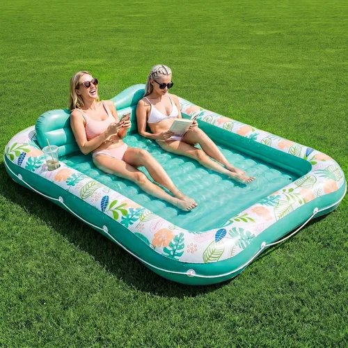 Miniatura 9 de stonful - Flotador inflable para piscina de 75 x 51 pulgadas, flotadores de piscina para adultos con almohada y soporte para tazas, 4 en 1, cama