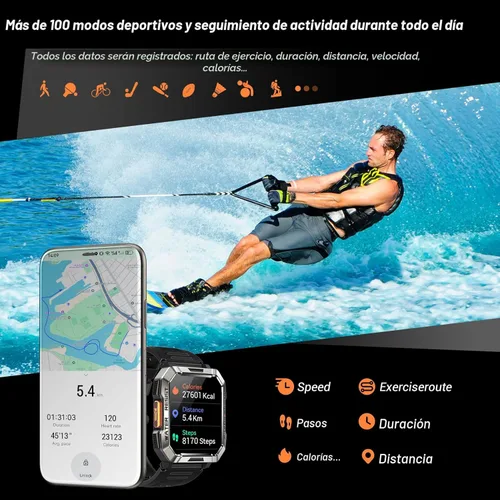 Miniatura 6 de Reloj inteligente militar para hombre (respuesta/hacer llamadas), reloj inteligente de 2.01 pulgadas para Android y iPhone, rastreador de actividad
