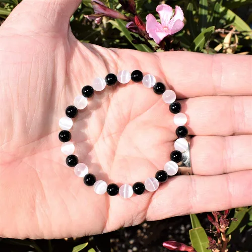 Miniatura 7 de Zenergy Gems - Pulsera con cuentas de cristal natural de 6mm y corazón de selenita para recargar incluido