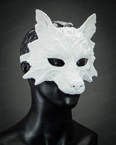Miniatura 4 de Máscara de lobo de animales para mascarada, máscara de lobos, máscara de Halloween, cosplay, máscara de fiesta Blanco
