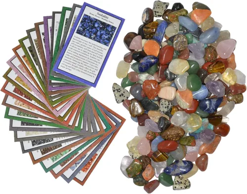 Miniatura 5 de Fantasia Materiales: 2 libras de piedras preciosas naturales pulidas y pulidas con información de roca educativa y tarjetas de identificación