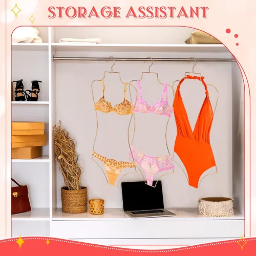 Miniatura 5 de Taiyin Colgador de bikini con forma de cuerpo Perchas de lencería de alambre para pantalla traje de baño traje de baño vestido deslizante Oro rosa