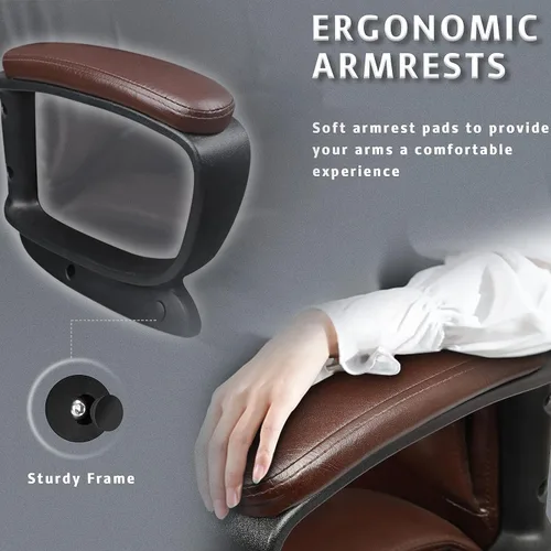 Miniatura 4 de LEMBERI - Silla de escritorio de oficina, silla ejecutiva de computadora de respaldo alto, sillas ergonómicas grandes y altas ajustables de piel
