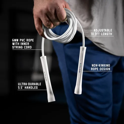 Miniatura 6 de hererope - Cuerda de saltar de boxeo ajustable de 0.236 in con cordón interior, asas irrompibles, cuerdas de salto de PVC duraderas que no se doblan