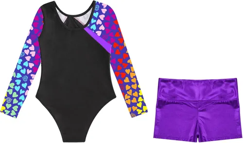 Miniatura 6 de Moily Leotardo de princesa con diamantes de imitación, manga larga, metálico, para gimnasia, danza, atletismo