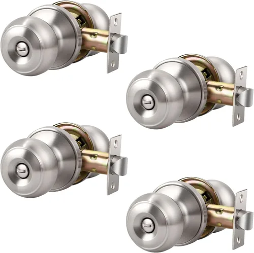 Miniatura 26 de KNOBWELL Pomos de puerta de privacidad, pomo de puerta de cama y baño con cerradura, pomos de puerta de bronce aceitado interior, pomo de puerta