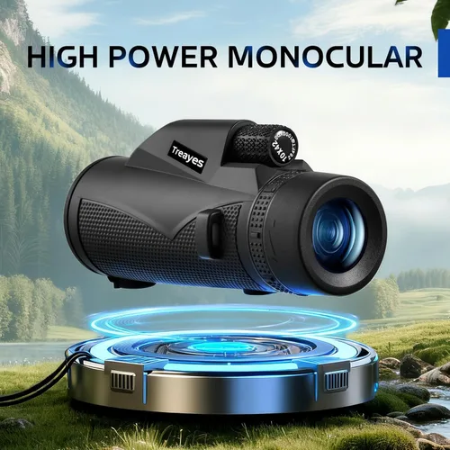 Miniatura 4 de Telescopio monocular de alta potencia HD de 10 x 42, 10 x 42 pulgadas, ultraligero y portátil, marco metálico BAK4, con adaptador de teléfono