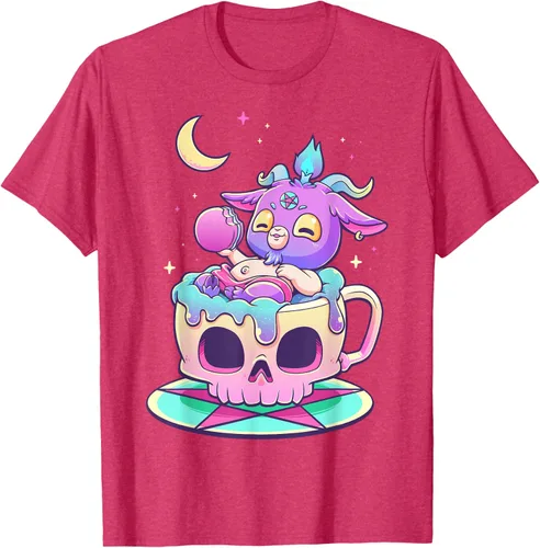 Miniatura 24 de Kawaii Pastel Goth Cute espeluznante Pentáculo Baphomet - Camiseta de cabra, Negro