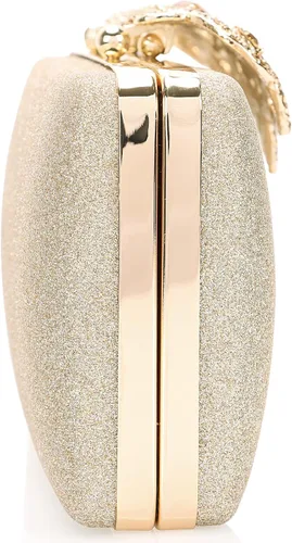 Miniatura 6 de Dexmay - Bolso de mano con diamantes de imitación con cierre de corona de cristal, bolso de noche formal para mujer