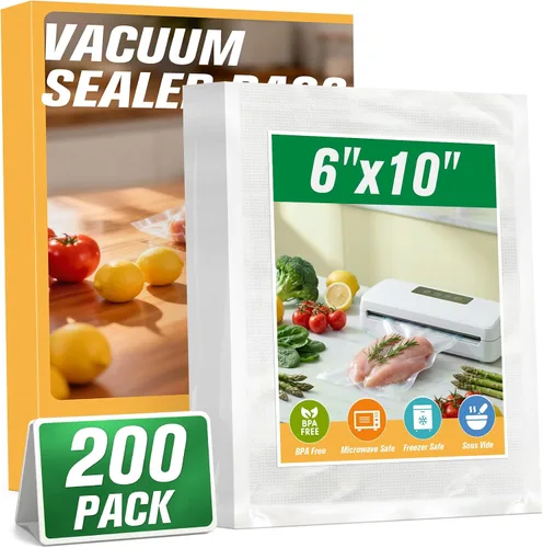 Miniatura 10 de FUNFERY Bolsas selladoras al vacío para alimentos, galones precortados de 11 x 16 pulgadas, cuarto de galón de 8 x 12 pulgadas, pinta de 6 x 10