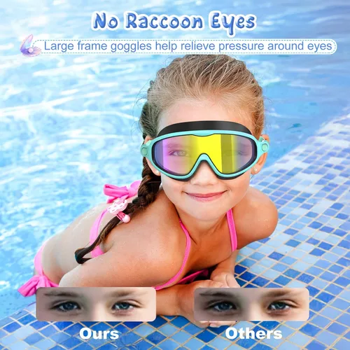 Miniatura 5 de VegoVia - Paquete de 2 gafas de natación para niños, gafas de natación antivaho con protección UV, de visión amplia, para niños de 3 a 15 años