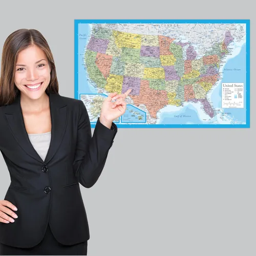 Miniatura 29 de Póster en blanco con diseño de mapa de Estados Unidos laminado, 18 x 29 pulgadas (solo para uso con marcadores de borrado húmedo)