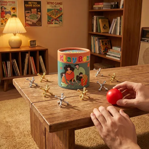Miniatura 3 de Juego de Jacks con Pelota, Juego Retro Vintage de Jax para Niños y Adultos, Juegos de Mesa Clásicos con 10 Jacks de Metal y 2 Pelotas de Goma Rojas