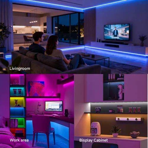 Miniatura 4 de SEZO RGBW COB LED Tira de luces RGB+blanco cálido 3000K 16.4FT/5M DC12V 896LEDs/m 0.472 in ancho FCOB RGBWW Flexible de alta densidad Uniforme Cinta