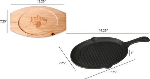 Miniatura 2 de Jim Beam JB0159, construcción resistente, sartén de hierro fundido pre-sazonado con base de madera y manopa, negro, pequeño