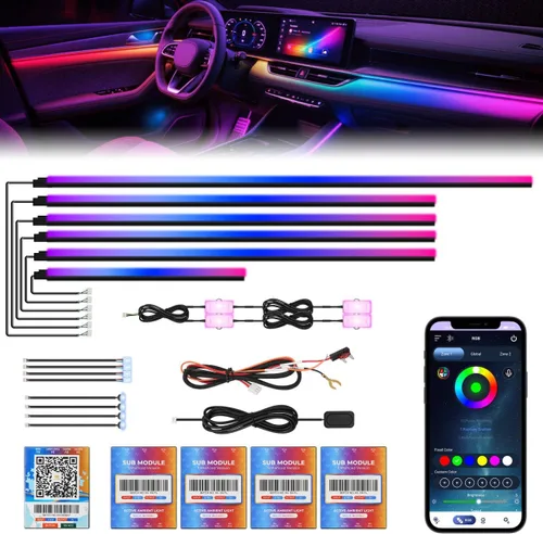 Miniatura 9 de Luces interiores acrílicas Dreamcolor para automóvil, accesorios para automóvil WEBUPAR 2 en 1, tira de luces LED para automóvil con control
