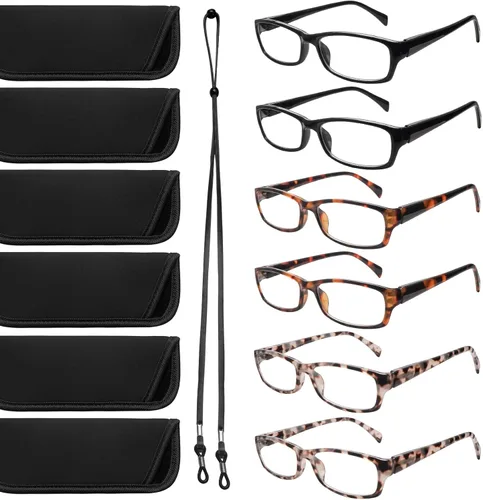 Miniatura 10 de Paquete de 5 lentes de lectura para computadora para hombres y mujeres, antifatiga ocular, bloqueo de luz azul, para leer (colores mezclados, 1.50)