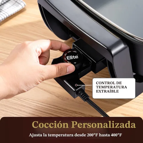 Miniatura 4 de Elite Gourmet EG6203 Extra Deep 16"x13"x3.2" (10.5Qt.) Resistente a los arañazos, boquilla fácil de verter, apta para lavavajillas, sartén eléctrica