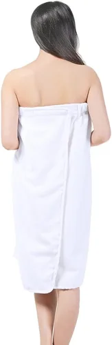 Miniatura 4 de FakeFace Juego de bata de baño de microfibra absorbente para mujer, bata de baño de rizo con gorro de secado para el pelo, gorro turbante