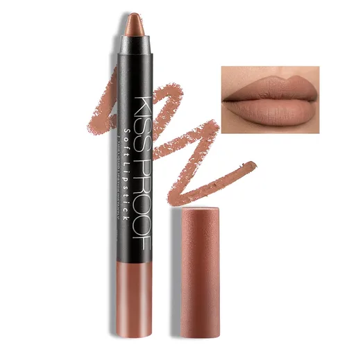 Miniatura 18 de Boobeen Lápiz labial mate de lápiz labial cremoso aterciopelado, cobertura completa, alto pigmento, impermeable, de larga duración, para mujeres