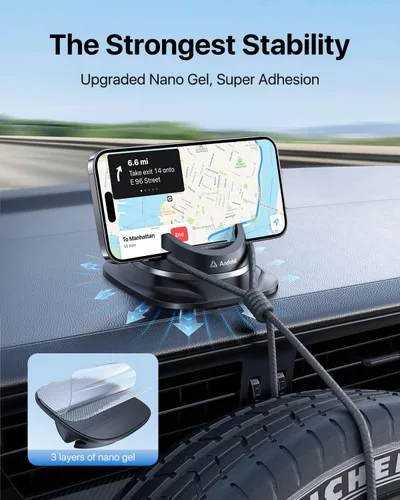 Miniatura 2 de andobil Soporte de teléfono de automóvil mejorado 2026, ultra estable y soporte de teléfono de silicona para tu automóvil, giratorio de 360°
