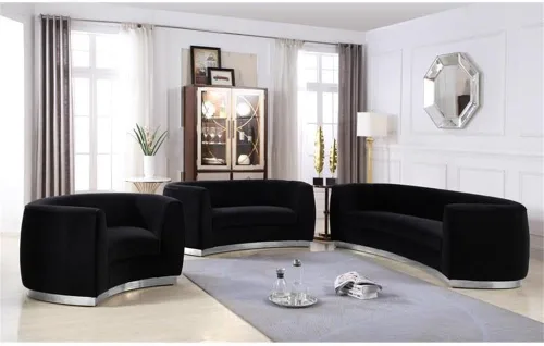 Miniatura 5 de Meridian Furniture Julian Collection Modern Sofá tapizado de terciopelo contemporáneo con base de acero inoxidable en acabado cromado pulido