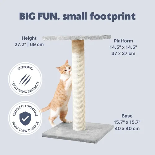 Miniatura 4 de TRIXIE Espejo - Rascador para gatos de 27.2 pulgadas, rascador para gatos con base de cubierta de tela suave y cuerda de sisal duradera