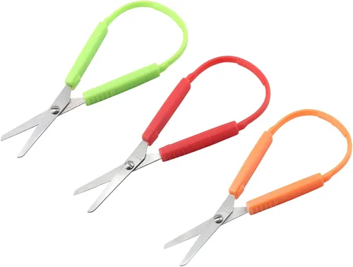 Miniatura 3 de 3 mini tijeras de bucle, tijeras adaptativas de 5.5 pulgadas para niños con necesidades especiales, soporte derecho e izquierdo para niños de 2 a 4