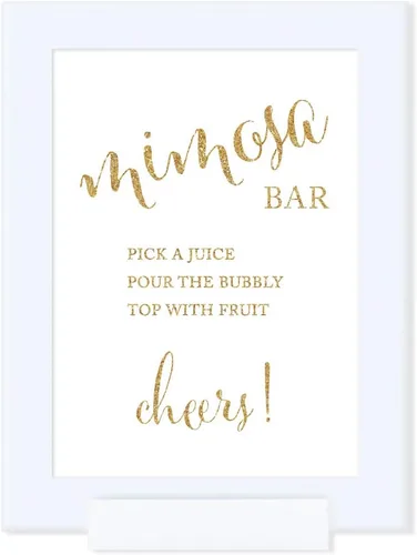 Miniatura 46 de Andaz Press Letreros de fiesta enmarcados para boda, impresión de purpurina dorada, 5 x 7 pulgadas, Bubble Send Off Please Blow Good Wishes for the