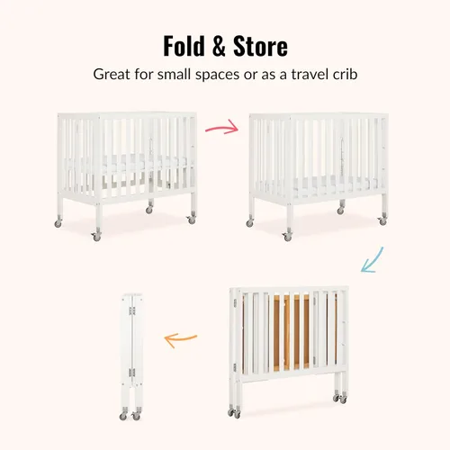 Miniatura 4 de Dream On Me Jett Portable Mini Crib, Non-Full Size Baby Crib for Small Spaces, 3 Mattress Heights, Compact Travel Design, Includes Mattress