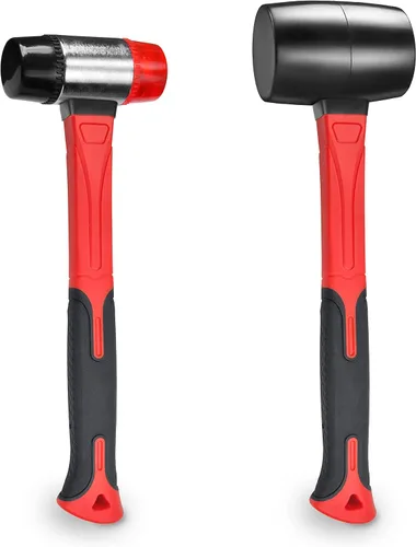 Miniatura 8 de YIYITOOLS Mazo suave de doble cara, martillo, joyería, madera, instalación de pisos, sin chispas, golpe y mango de plástico – 35 mm, rojo y negro