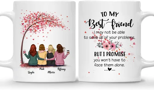Miniatura 17 de Gossby - Taza de café personalizada para mujer, 2 unidades, con nombres personalizados Taza personalizada para dos mujeres, taza de café