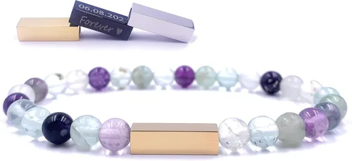 Miniatura 63 de Pulseras de cuentas personalizadas, Pulsera de piedras preciosas de 0.236 in, Pulsera grabada con láser, Pulsera de piedra natural, Pulseras unisex