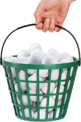 Miniatura 3 de Bekith Paquete de 2 cestas de plástico para pelotas de golf, cubo de pelota de golf con asa, capacidad para 40-50 bolas, color verde