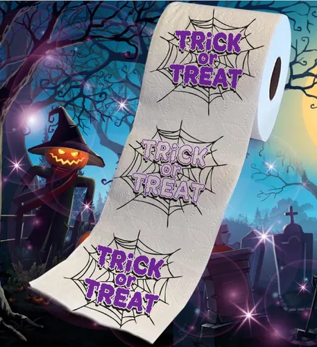 Miniatura 2 de Printed TP Halloween Trick or Treat - Papel higiénico impreso para regalo de broma, rollo de papel higiénico aterrador para sorpresa, broma, Truco