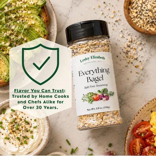 Miniatura 4 de Lesley Elizabeth Everything Bagel - Condimento sin sal – Mezcla de especias multiusos sin sal para pollo, verduras, huevos y tostadas de aguacate