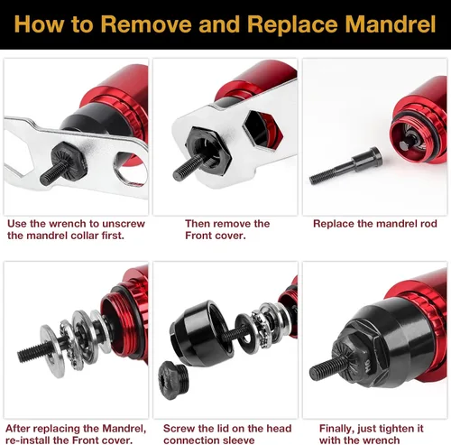 Miniatura 7 de YUZES Adaptador de herramienta de tuerca de remache para taladro eléctrico inalámbrico con 5 mandriles métricos y 6 SAE y 50 tuercas remachadoras