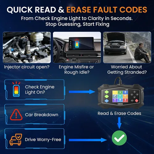 Miniatura 6 de Herramienta de diagnóstico del escáner OBD2, lector de código para comprobar la luz del motor con prueba de batería, sistema EVAP (modo 8), sensor