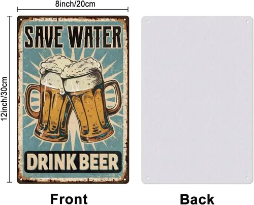 Miniatura 2 de SUPERDANT Letreros de lata de cerveza, divertido letrero de metal, póster de ahorro de agua, bebida, cerveza, garaje, placa de arte de pared