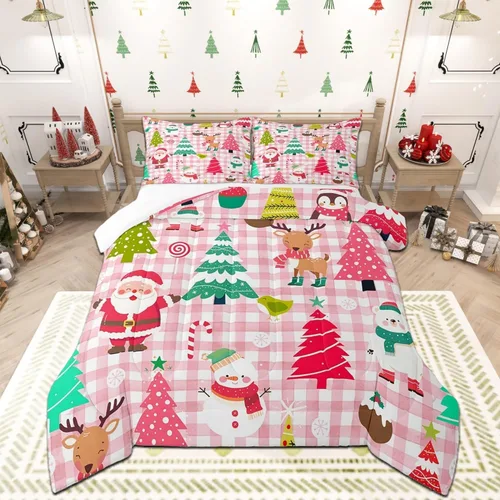 Miniatura 26 de Juego de edredón de Feliz Navidad, tamaño individual, juego de ropa de cama de flores rojas de Navidad, bayas y hojas, para niños y hombres, juego
