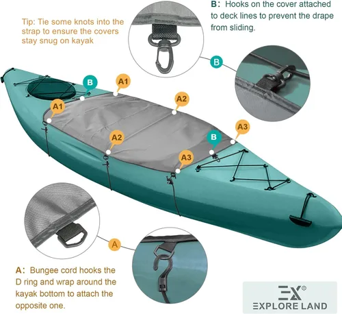 Miniatura 4 de Explore Land Cortina universal para kayak para cabina de hidromasaje, impermeable, para interiores y exteriores, paquete de 2 unidades, tamaño Gris