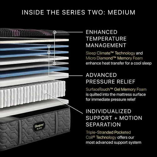 Miniatura 3 de Beautyrest Black Series Two - Colchón tamaño mediano King de 15.5 pulgadas, transpirable, refrescante y de apoyo, certificado CertiPUR-US, prueba