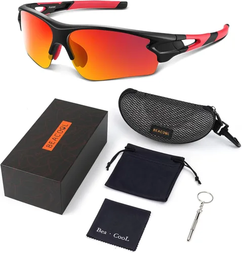 Miniatura 7 de BEACOOL Polarized Sports Sunglasses for Men Women Youth Baseball Fishing Cycling Running Golf Motorcycle Tac Glasses UV400 Negro rojo