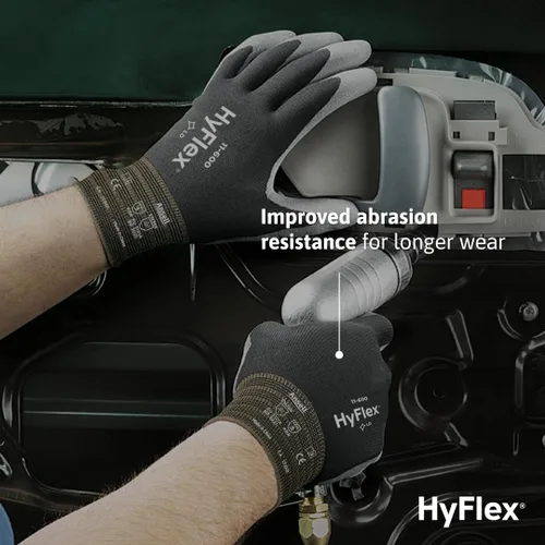 Miniatura 4 de Ansell HYFLEX 11-600 - Guantes industriales de nailon ligeros con revestimiento de palma para fabricación de metal, automotriz, talla grande (9)